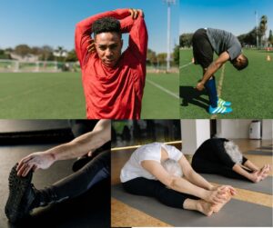 People stretching in various postures